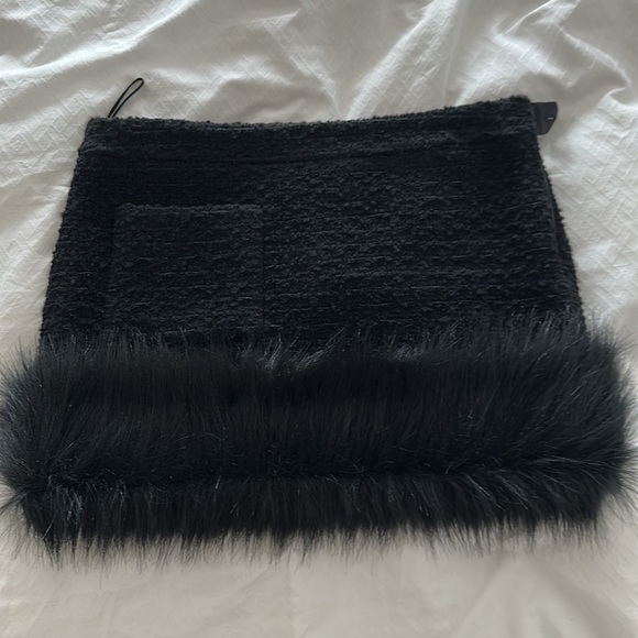 New with tags SAINT LAURENT Mini Skirt in Boucle Tweed with Faux-Fur - Picture 8 of 12